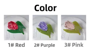 Comparaison détaillée des pinces à cheveux tulipe en acétate marbré rouge, violet et rose