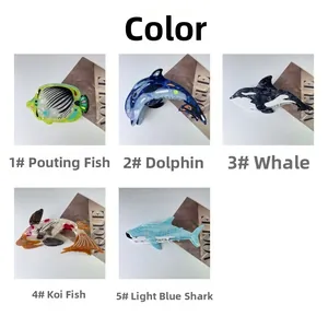 Lot de pinces à cheveux en acétate sur le thème marin, dauphins et baleines