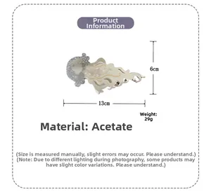 Detailed size specifications for acetate jellyfish hair claw clip measuring 13cm in length
