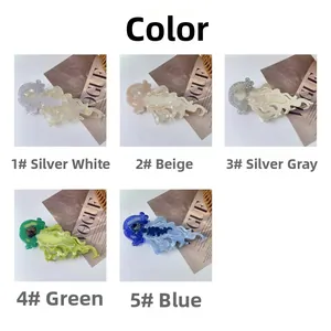 Detailed comparison of five jellyfish acetate hair claws in various shimmering colors