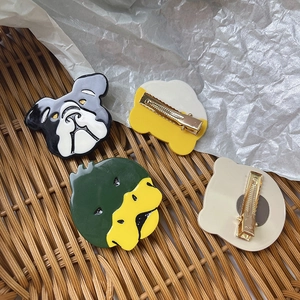 Cute cartoon animal hair clips set featuring duck and dog designs with metal duckbill clips