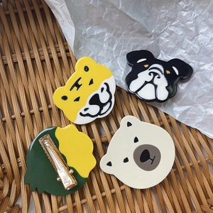 Cute cartoon animal cellulose acetate hair clips featuring tiger and polar bear designs