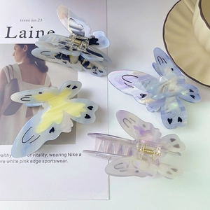 High Quality Butterfly Acetate Hair Claw Clip Heart Pattern Marble Texture Hair Accessory For Women Styling Shark Clip