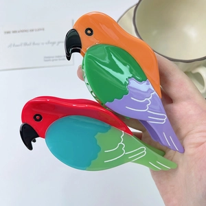 Pinze per capelli creative in acetato a forma di pappagallo con design colorati