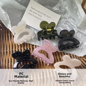 Detail of multi-color heart-shaped PC hair clips set shown in a stylish layout