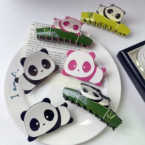 Simpatici Fermagli per Capelli a Pinza in Acetato a Forma di Panda e Bambù Accessori per Capelli Donna e Ragazza