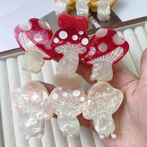 Creative mushroom acetate hair claw clip with colorful polka dots and cute design