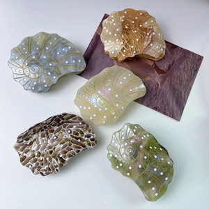 Ocean series conch shell hair claw clips set in assorted pearlescent acetate finishes