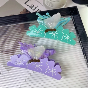 Butterfly Hair Claw Acetate Shark Clip Elegant Floral Pattern Hair Jaw Clip Large Fashion Hair Accessories For Women
