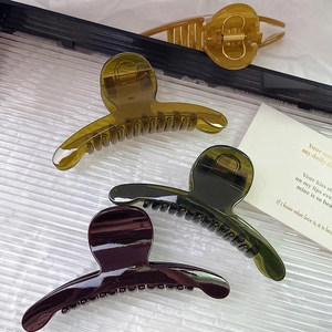 Set di quattro mollette per capelli lucide in senape, oliva, verde scuro e viola
