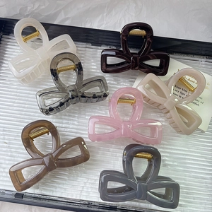 Elegant Bowknot Hair Claw Clip Acetate PC Resin Large Shark Clip Non Slip Hair Accessory For Women Office Daily Headwear