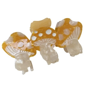 Creative mushroom shaped cellulose acetate hair claw clip with white polka dots design