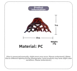 Detailed dimensions of the tortoiseshell claw clip, length 10cm, height 5cm, made of PC material