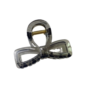 Elegant dark grey hollow bow claw clip for women made of premium glossy alloy metal