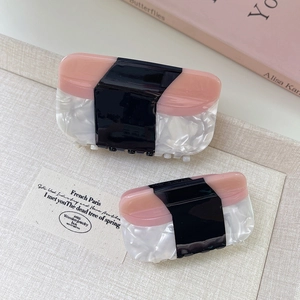 Acetate Sushi Shape Hair Claw Clip Elegant Color Block Marble Pattern Shark Clip For Women Fashion Hair Accessories Gift