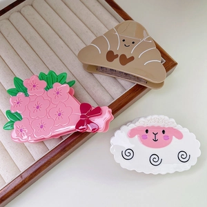 Pinces à cheveux mignonnes en forme de croissant, mouton et fleurs pour femmes