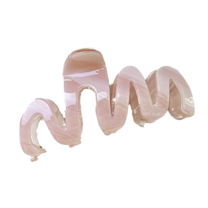 Pince à cheveux ondulée en acétate avec texture marbrée rose pour cheveux épais