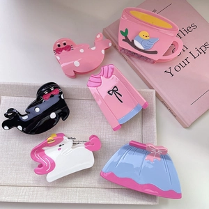 Süße Acetat Cartoon Tier Form Haarkralle Schleife Kleidung Rock Muster Haarklammer Für Damen Mädchen Süße Haar Accessoires