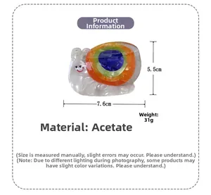 Detail view of rainbow snail hair claw with 7.6cm x 5.5cm dimensions and acetic acid texture