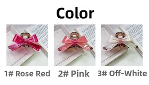 Trois couleurs de pinces à cheveux en acétate : rose rouge, rose et blanc cassé avec ressorts