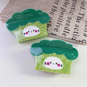 Pince à Cheveux en Acétate en Forme de Brocoli Design de Légume Doux Pince à Cheveux Verte Accessoires Cheveux Femmes Filles