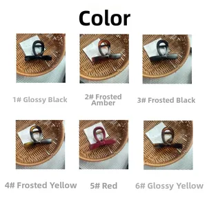 Bow-knot hair claws in glossy and matte finishes displayed in woven baskets