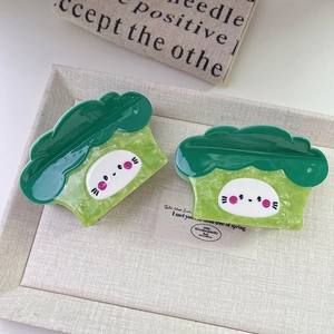 Pinces à cheveux en acétate style brocoli avec textures vertes dégradées