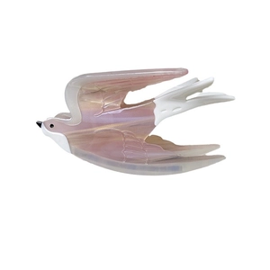 Elegant pearl pink swallow bird hair claw clip in acetate material for women
