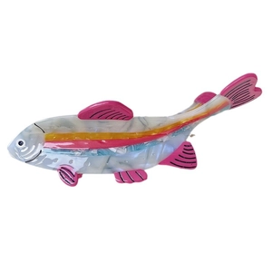 Cartoon shark hair claw clip made of pearlescent acetate fiber with colorful patterns