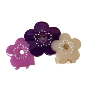 Lot de 3 pinces à cheveux florales avec perles en violet, lilas et crème