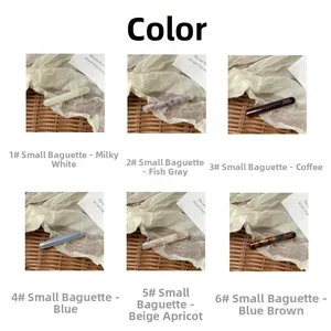 Six colors of acetate baguette hair clips including cream, grey, brown and blue tones