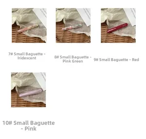 Detail showing various colors of acetate baguette hair clips in floral and solid patterns