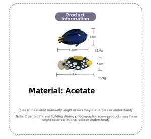 Detailed dimensions and weight of tropical fish hair claws made of premium acetate
