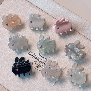 Sweet Rabbit Acetate Hair Claw Clip Rhinestone Animal Pattern Mini Hair Clip Elegant For Women Girls Daily Hair Accessories