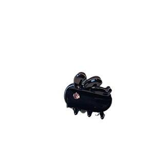 Cute black rabbit hair claw with rhinestones and glossy finish for women's daily styling