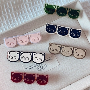 Pince à Cheveux Cartoon Triple Chat en Acétate de Cellulose Épingle à Cheveux Latérale Kitty Douce Mignonne pour Femmes