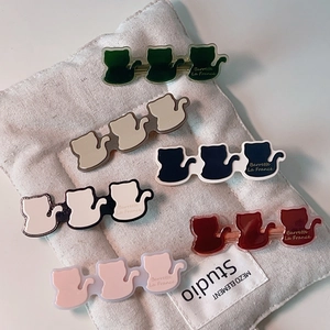 Barrettes à Cheveux Mignonnes en Acétate Ours Chat Silhouette Triple Animale Accessoires de Cheveux Minimalistes Brillants Femmes Filles