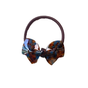 Elegant tortoiseshell acetate bow hair tie with high-elasticity braided band for women