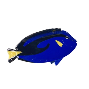 Deep blue and yellow Dory fish hair claw clip made of glossy acetate for creative hair styling