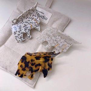 Pince Crabe en Acétate Tête de Jaguar Vintage pour Femmes Motif Léopard Pince Requin Animal Accessoire Cheveux de Luxe