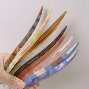 French Vintage Acetate Hair Stick Iridescent Marble Pattern Handmade Lazy Bun Hairpin For Women Daily Wedding Jewelry Accessories