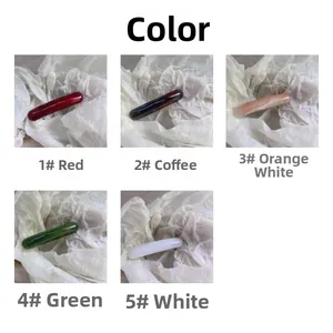 Detailed set of elegant long curved acetate hair clips in five colors with glossy finish