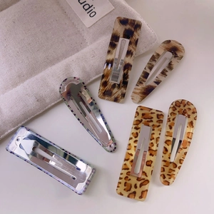 Retro leopard and tortoiseshell patterns hair clip set of six pieces in various shapes