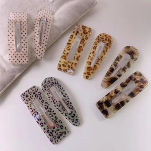 Retro Leopard Polka Dot Acetate Hair Clips Vintage Pattern Hair Pins Alloy Snap Barrette For Women Girls Hair Styling