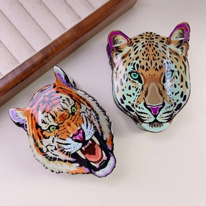 Funny Cool Style Tiger Head Hair Claw Clip Animal Leopard Pattern PVC Shark Clip For Women Fashion Hair Accessories