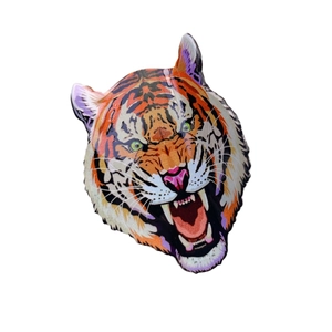 Unique leopard head acrylic hair claw clip with vibrant orange and purple gradients