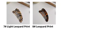 Detail of acetate fine-tooth combs in light and dark leopard print patterns