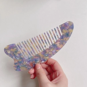 Handheld marble textured acetate anti-static hair comb for scalp massage and styling