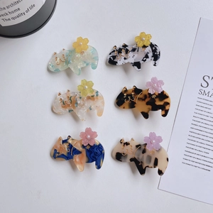 Pinza per Capelli in Acetato Giapponese a Forma di Gatto Carino Motivo Animale Floreale per Donna Ragazza Accessori