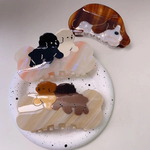 Pince à Cheveux en Acétate Chien de Dessin Animé Mignonne Forme d'Animal Faite à la Main pour Femme Fille Accessoires Cheveux
